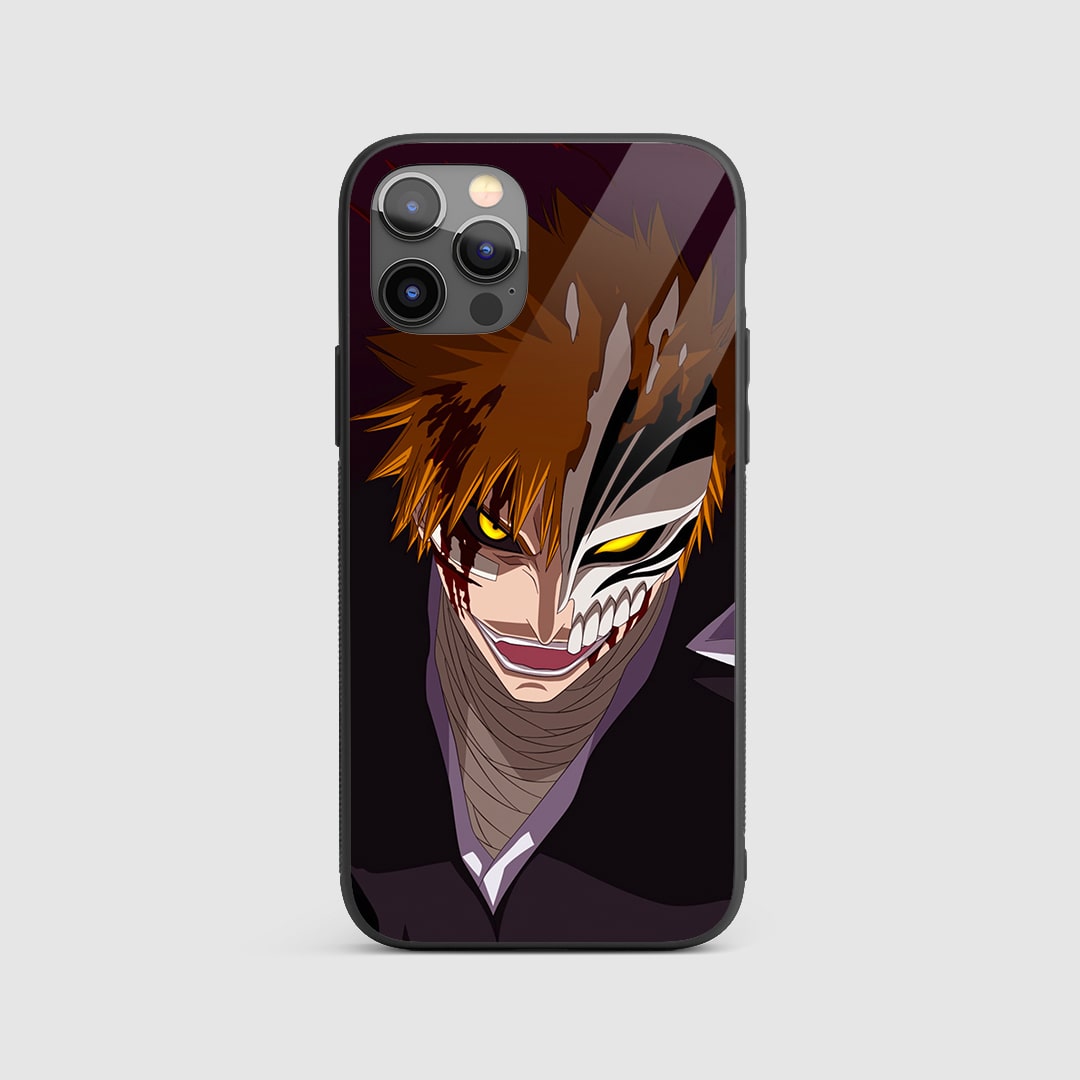 Ichigo Hollow Mask Silicone Armored Phone Case featuring striking artwork of Ichigo Kurosaki in his Hollow form.