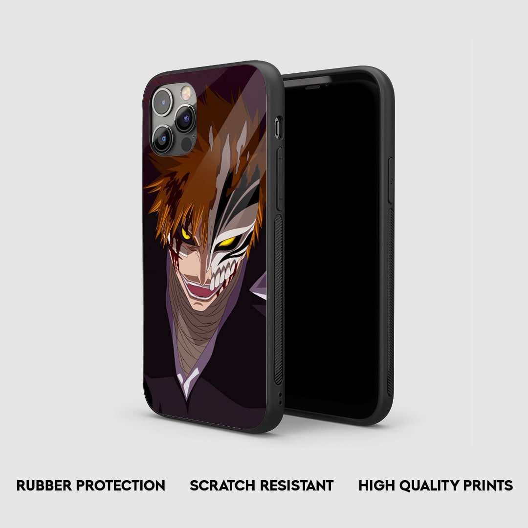 Side view of the Ichigo Hollow Mask Armored Phone Case, highlighting its thick, protective silicone material.