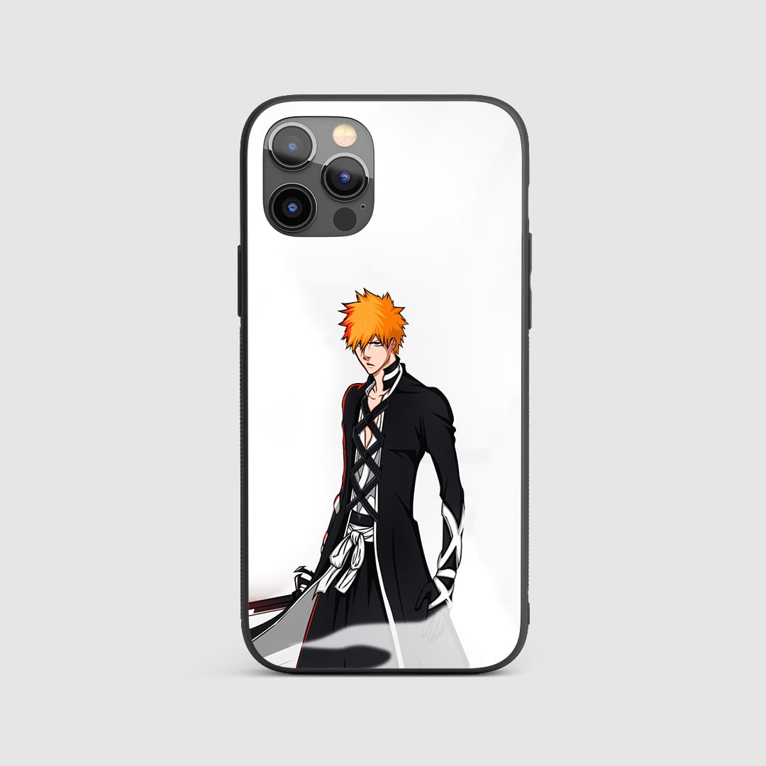 Ichigo Minimal Silicone Armored Phone Case featuring sleek artwork of Ichigo Kurosaki.
