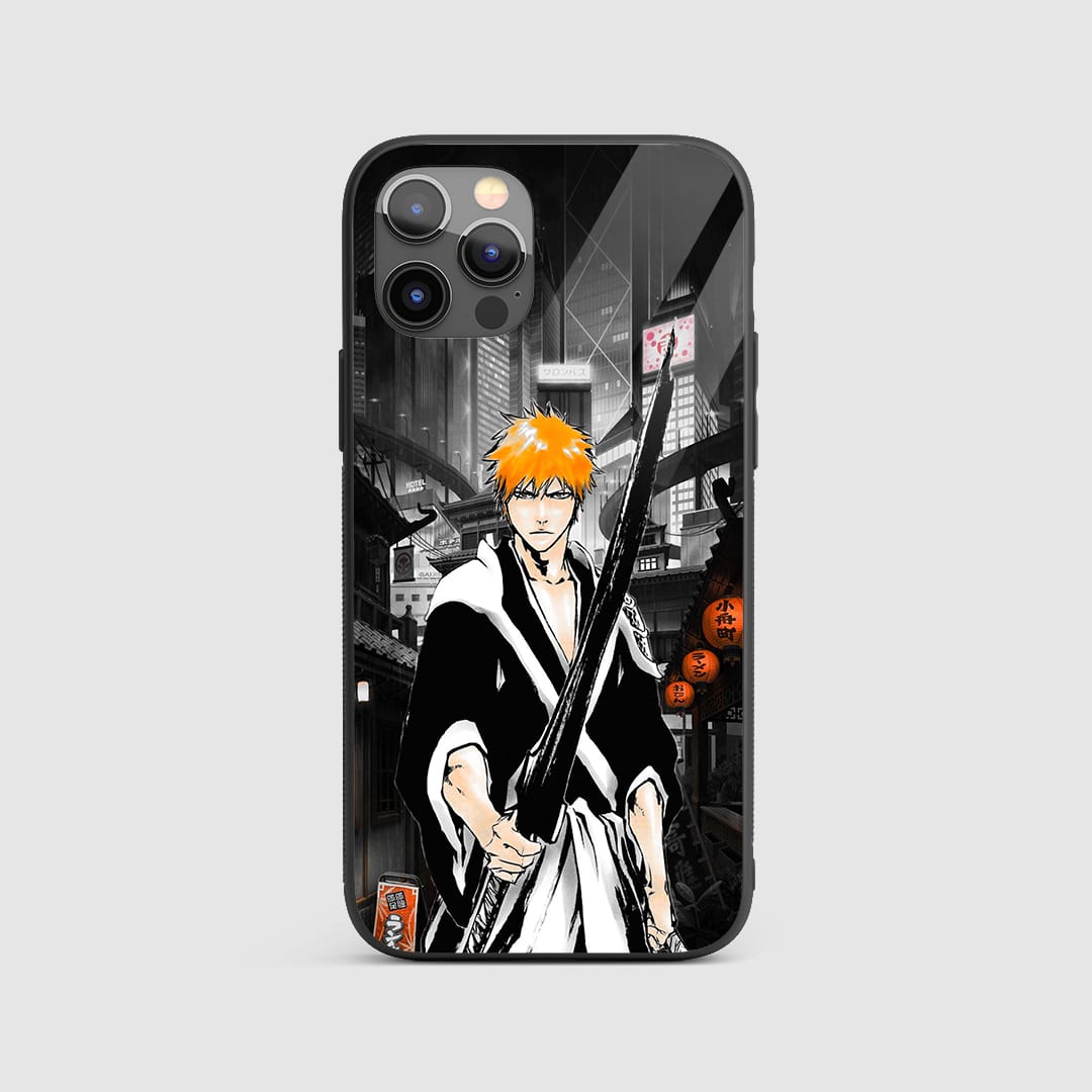 Ichigo Night Silicone Armored Phone Case featuring night-themed artwork of Ichigo Kurosaki.