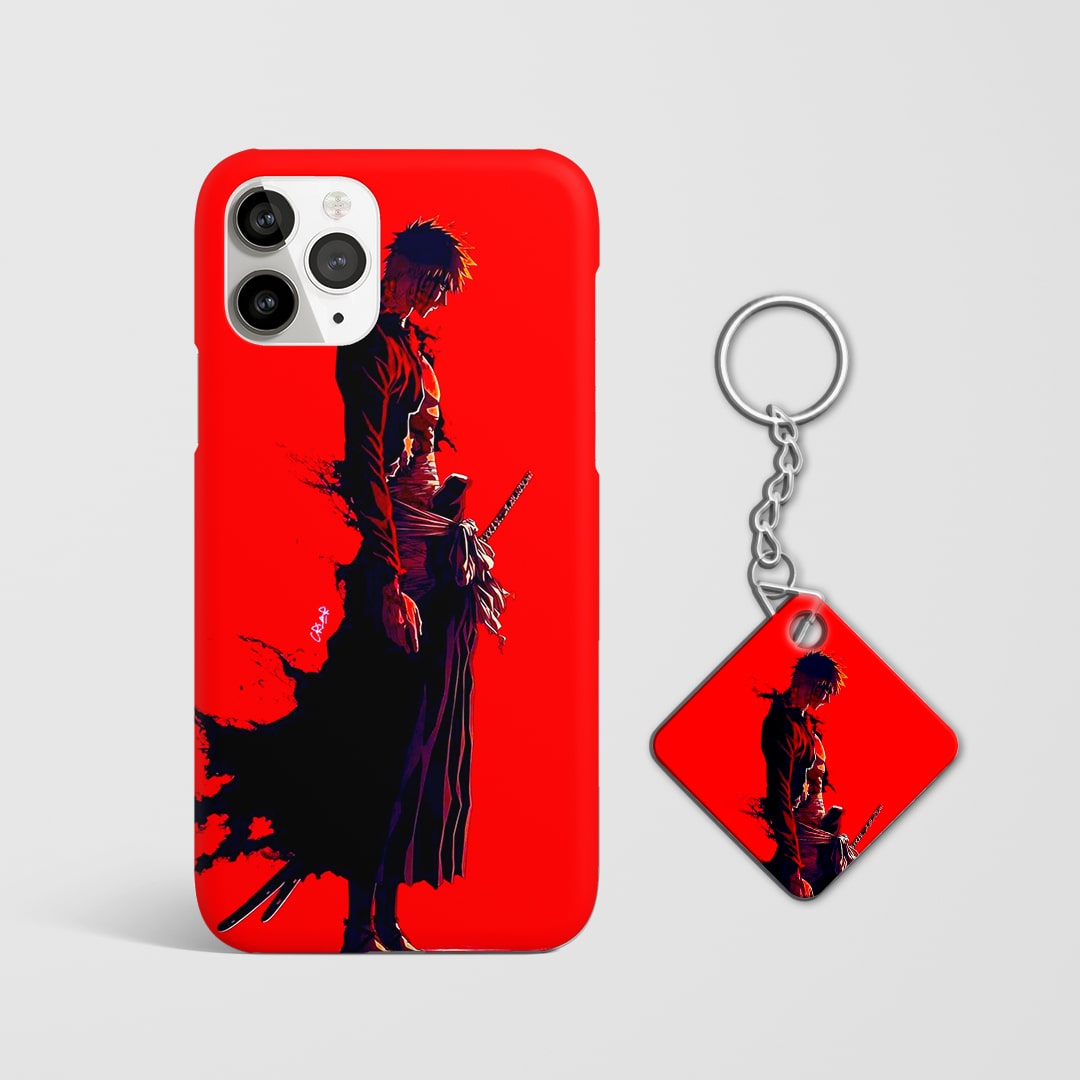Ichigo Soul Reaper design phone cover with Keychain