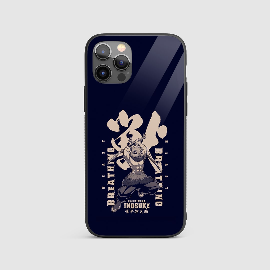 Inosuke Action Silicone Armored Phone Case featuring dynamic artwork of Inosuke Hashibira.