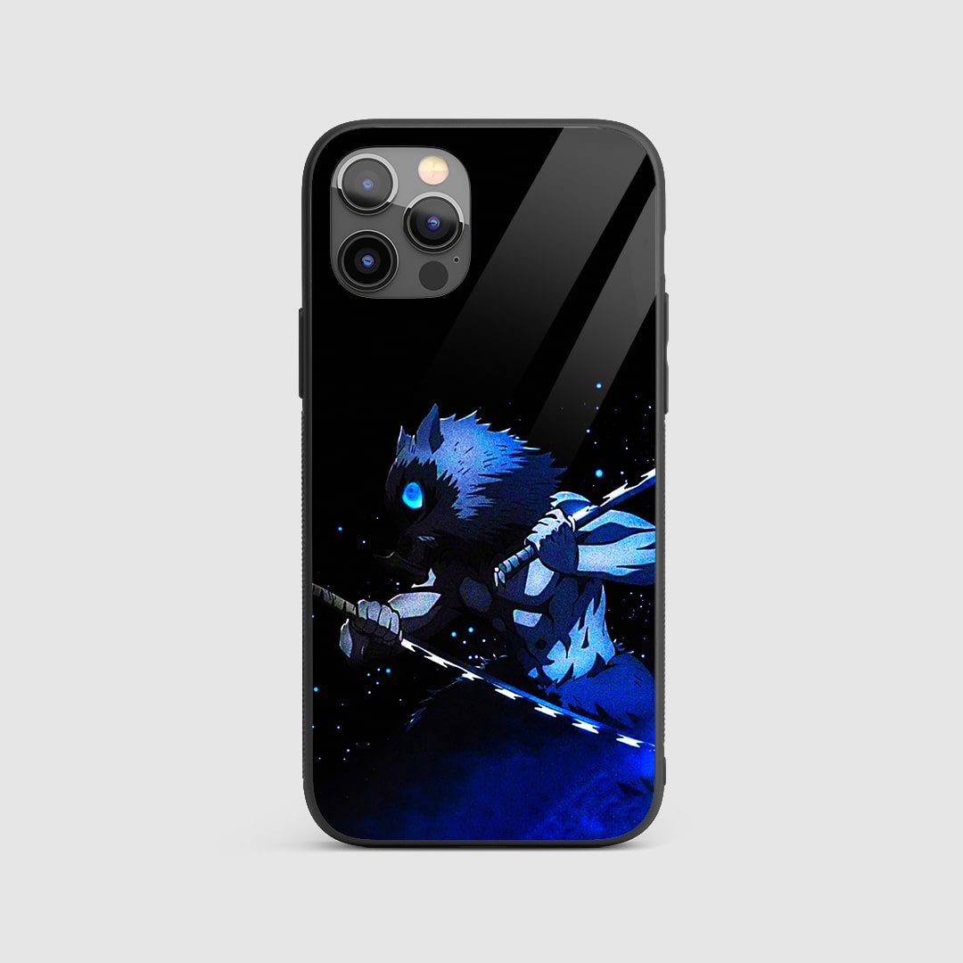Inosuke Hashibira Silicone Armored Phone Case featuring intense artwork of Inosuke Hashibira.