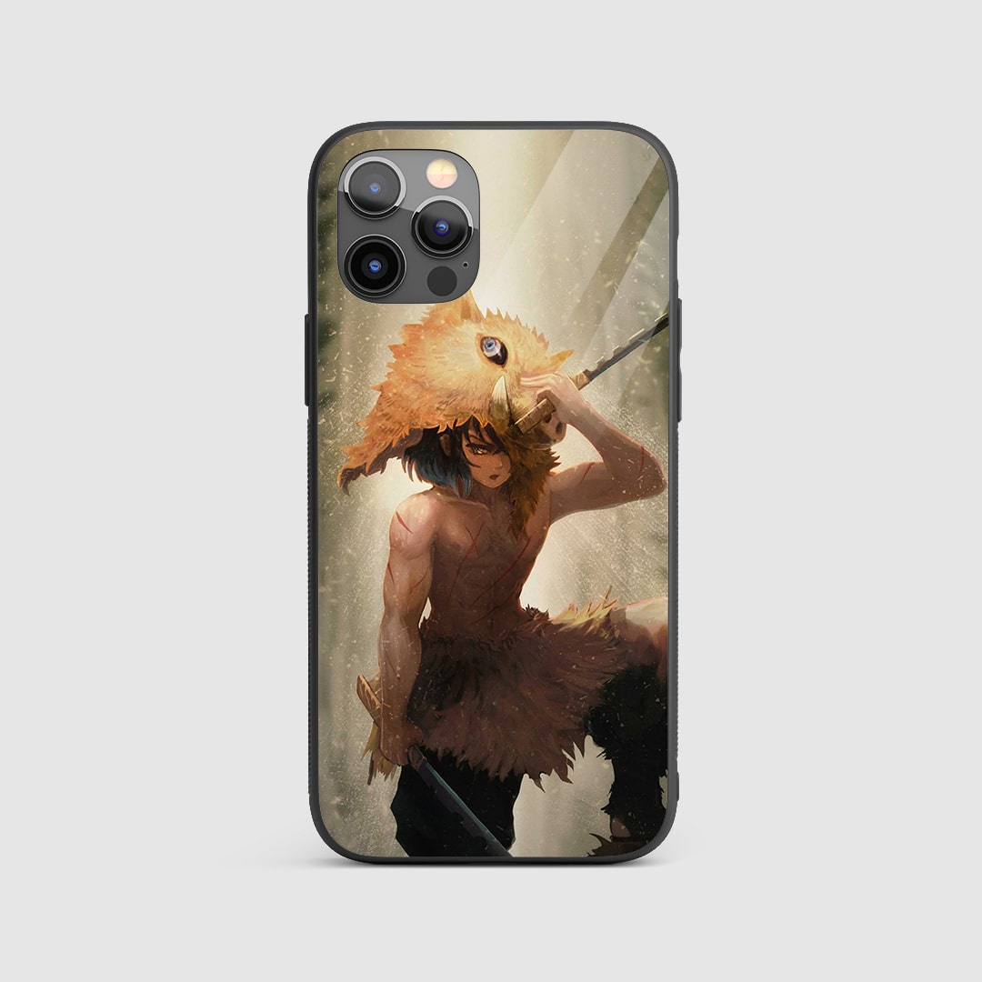 Inosuke Graphic Silicone Armored Phone Case featuring striking artwork of Inosuke Hashibira.