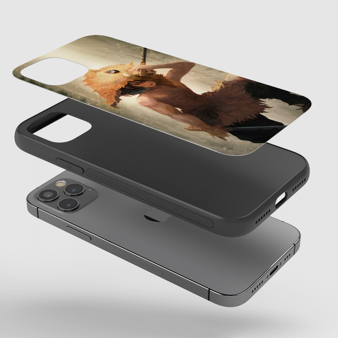 Inosuke Graphic Phone Case installed on a smartphone, offering robust protection and a vibrant design.