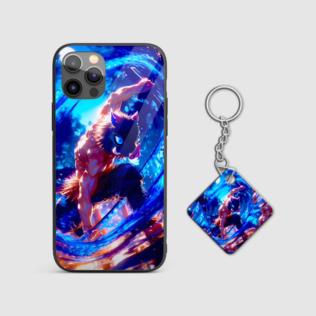 Back design of Demon Slayer Inosuke Action case with Keychain