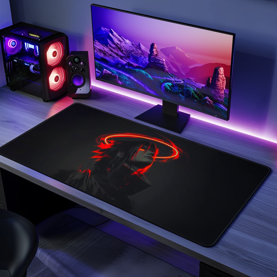 Itachi Graphic Desk Mat with bold anime artwork