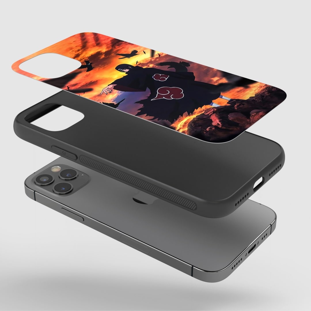Itachi Mangekyo Phone Case on device, highlighting functional button access.