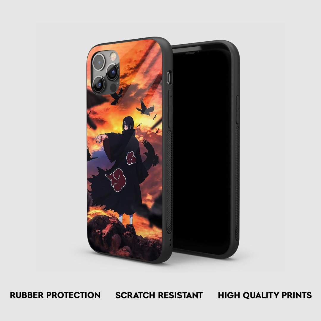 Side view of Itachi Mangekyo Armored Phone Case illustrating its thickness for protection.