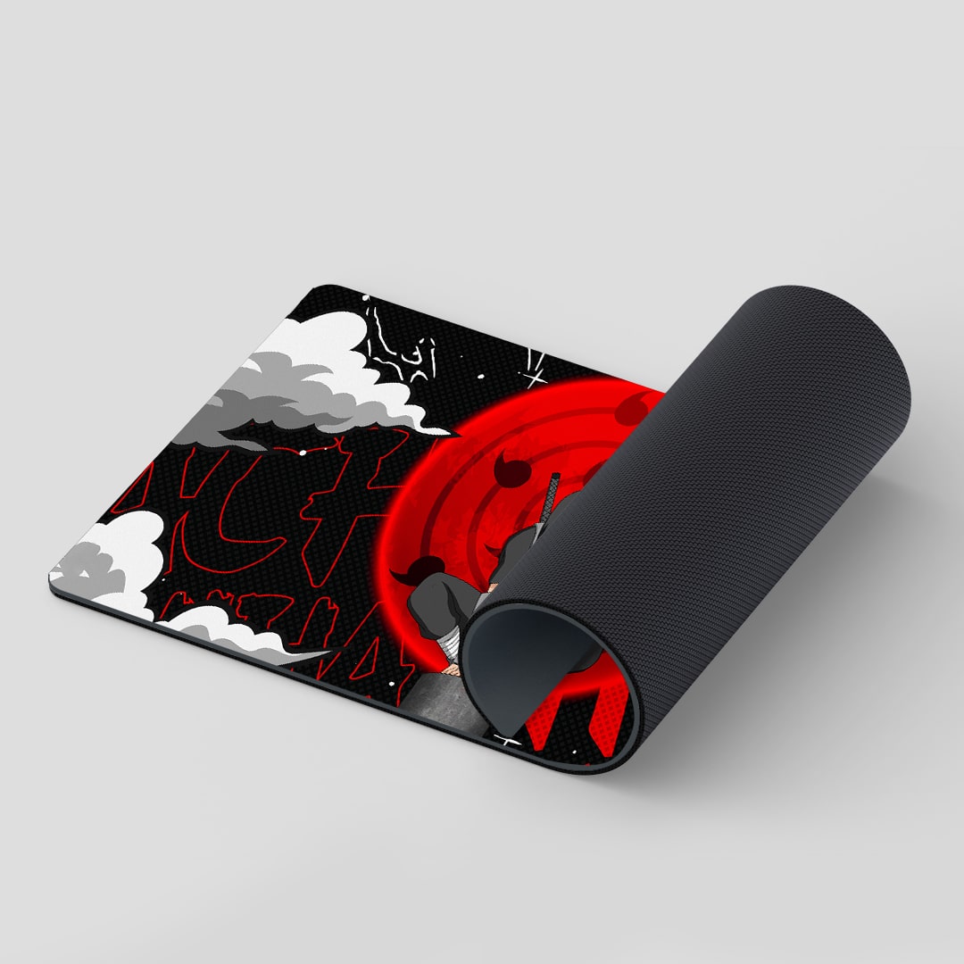 Smooth Itachi Red Moon desk mat for anime fans