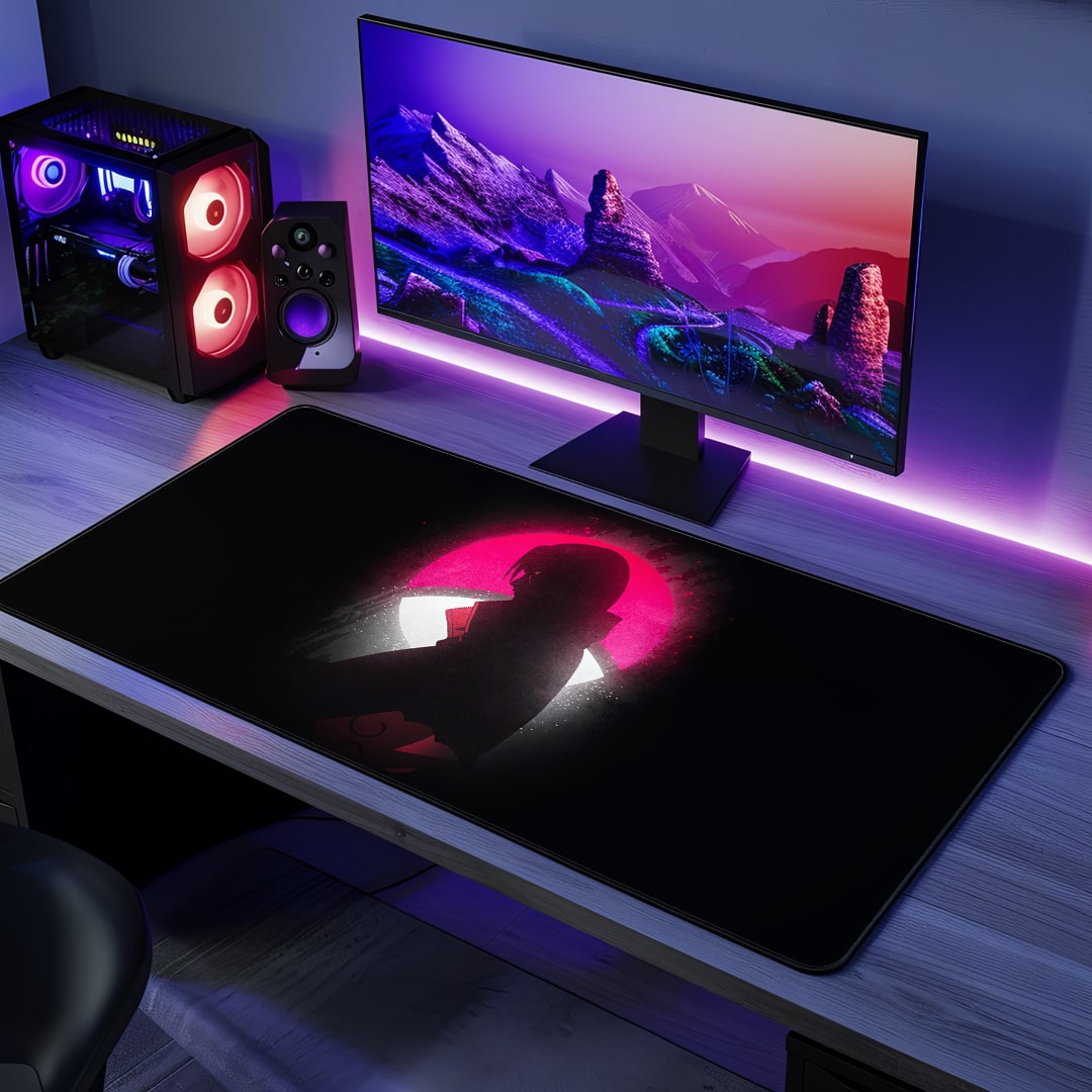 Itachi Uchiha Clan Symbol Desk Mat with iconic design