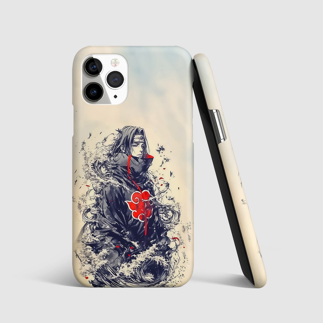 Itachi Dispersed Phone Cover front view with crow clone design.