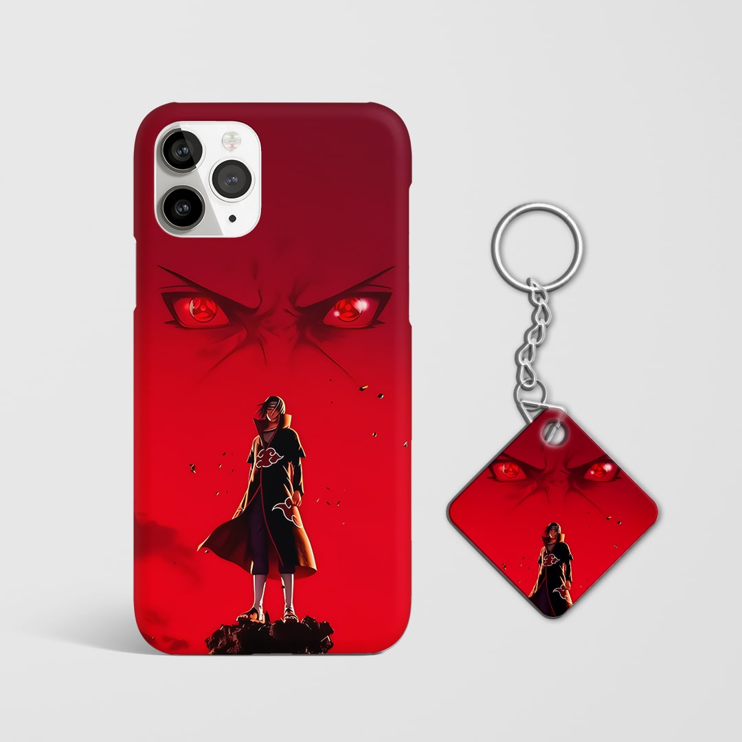 Back view of Itachi Eye Phone Cover featuring Itachi’s iconic eye artwork with Keychain.