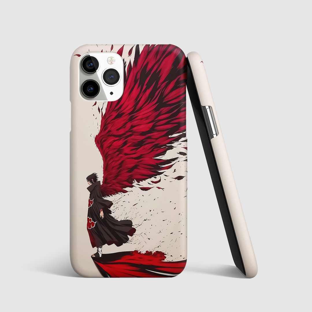 Itachi Feather Phone Cover front view with soft feather artwork.