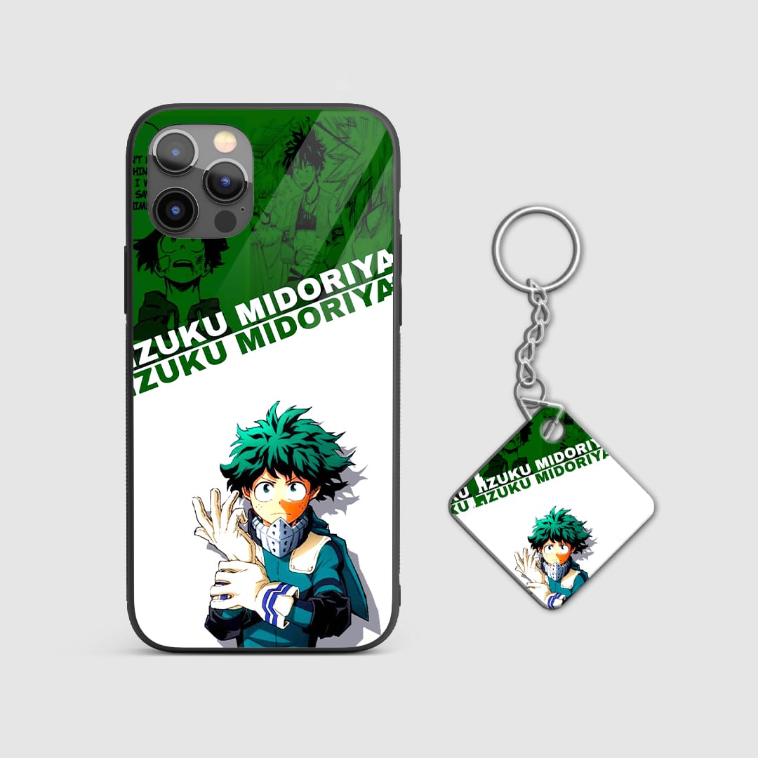 Durable My Hero Academia Deku pose phone case with Keychain