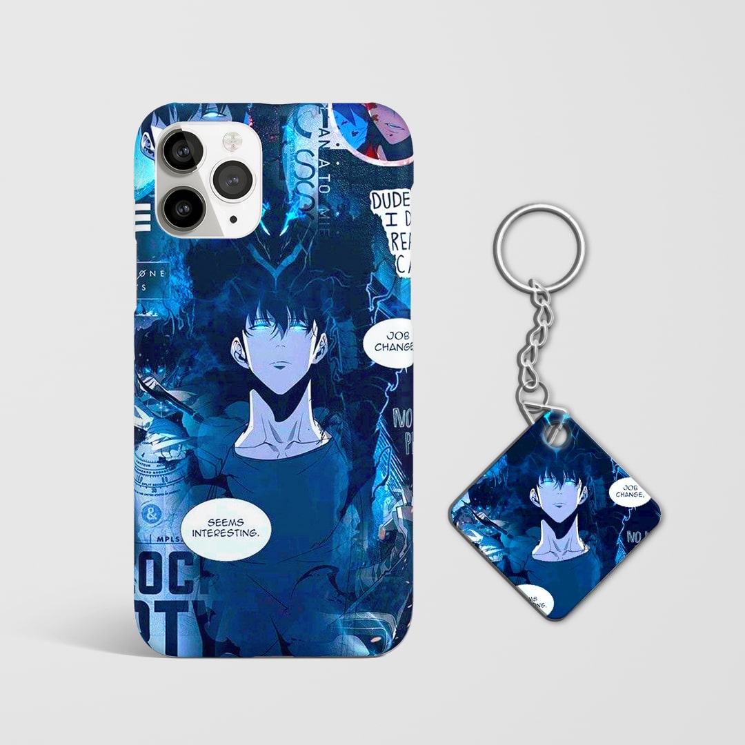 Stylish anime case featuring Sung Jinwoo panels with Keychain