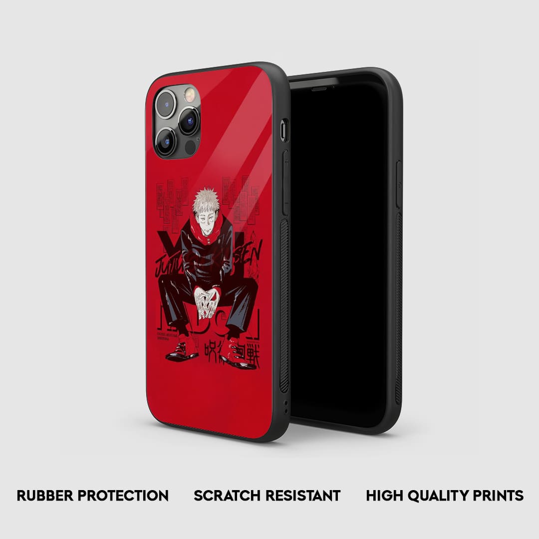Side view of the Jujutsu Yuji Armored Phone Case, showcasing its thick, protective silicone.