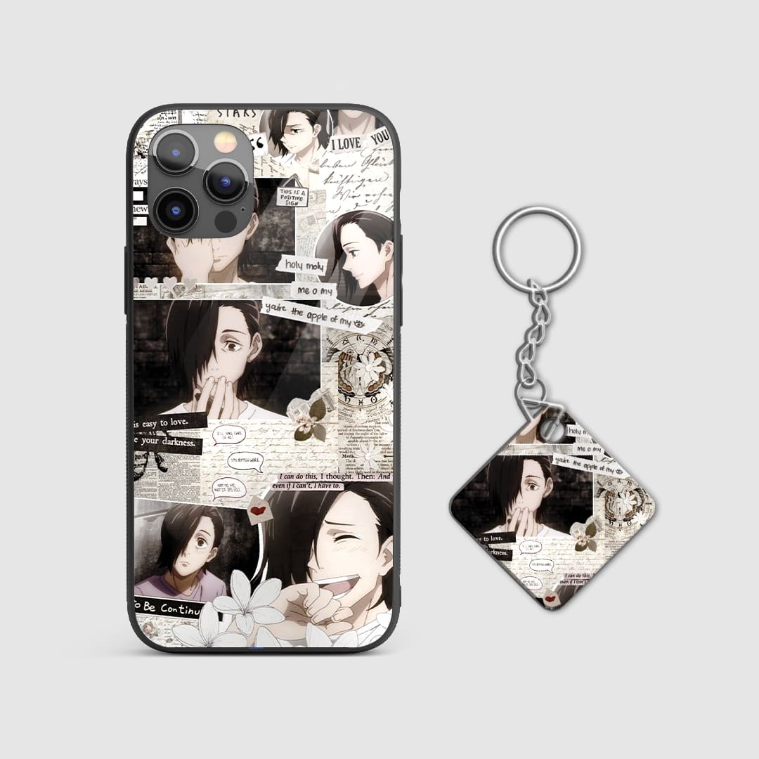 Sensitive and detailed depiction of Junpei Yoshina from Jujutsu Kaisen on the phone case with Keychain.
