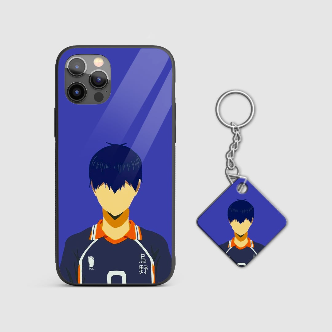 Back design of Haikyu Kageyama Minimalist armored phone case with Keychain