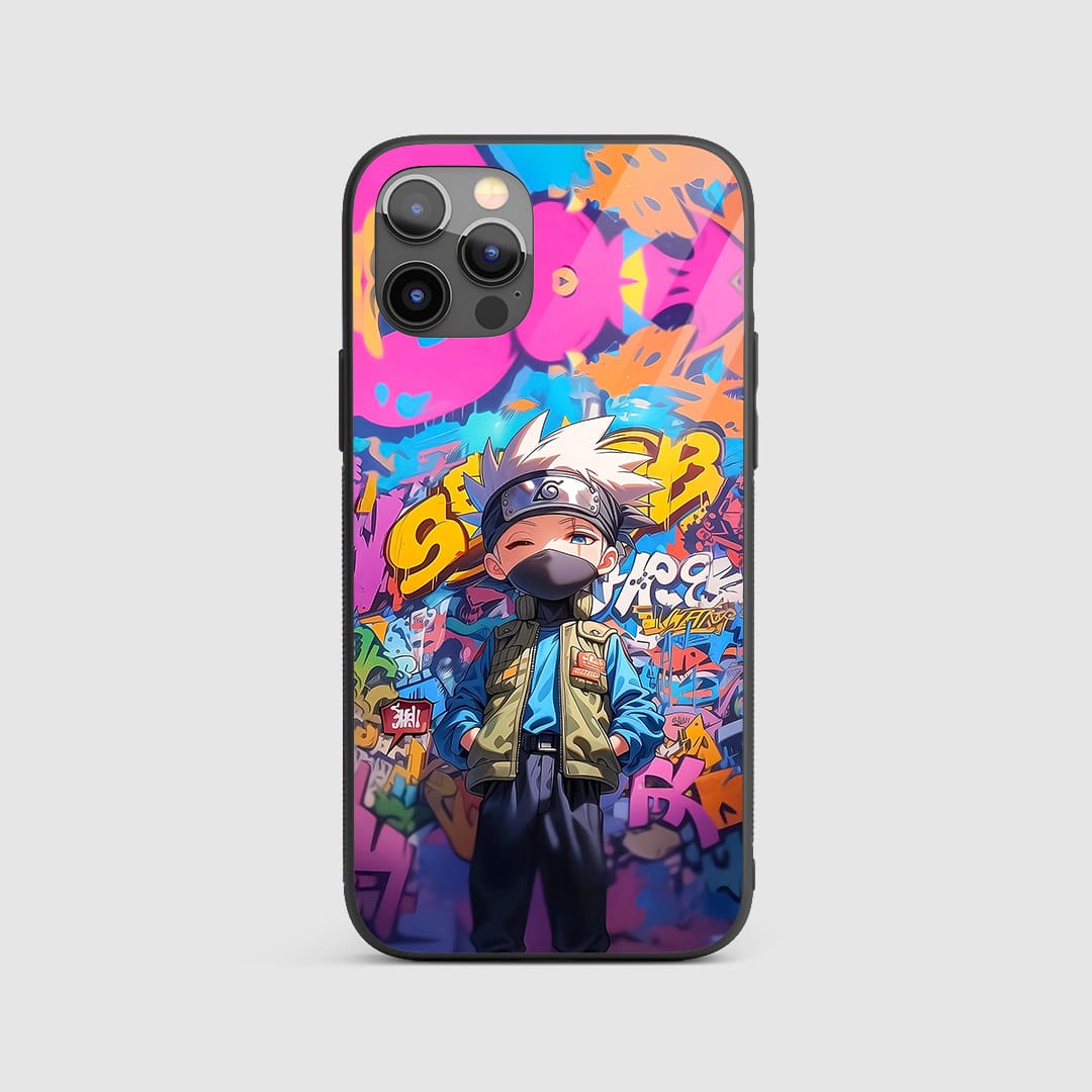 Kakashi Graffiti Silicone Armored Phone Cover front view with graffiti design.