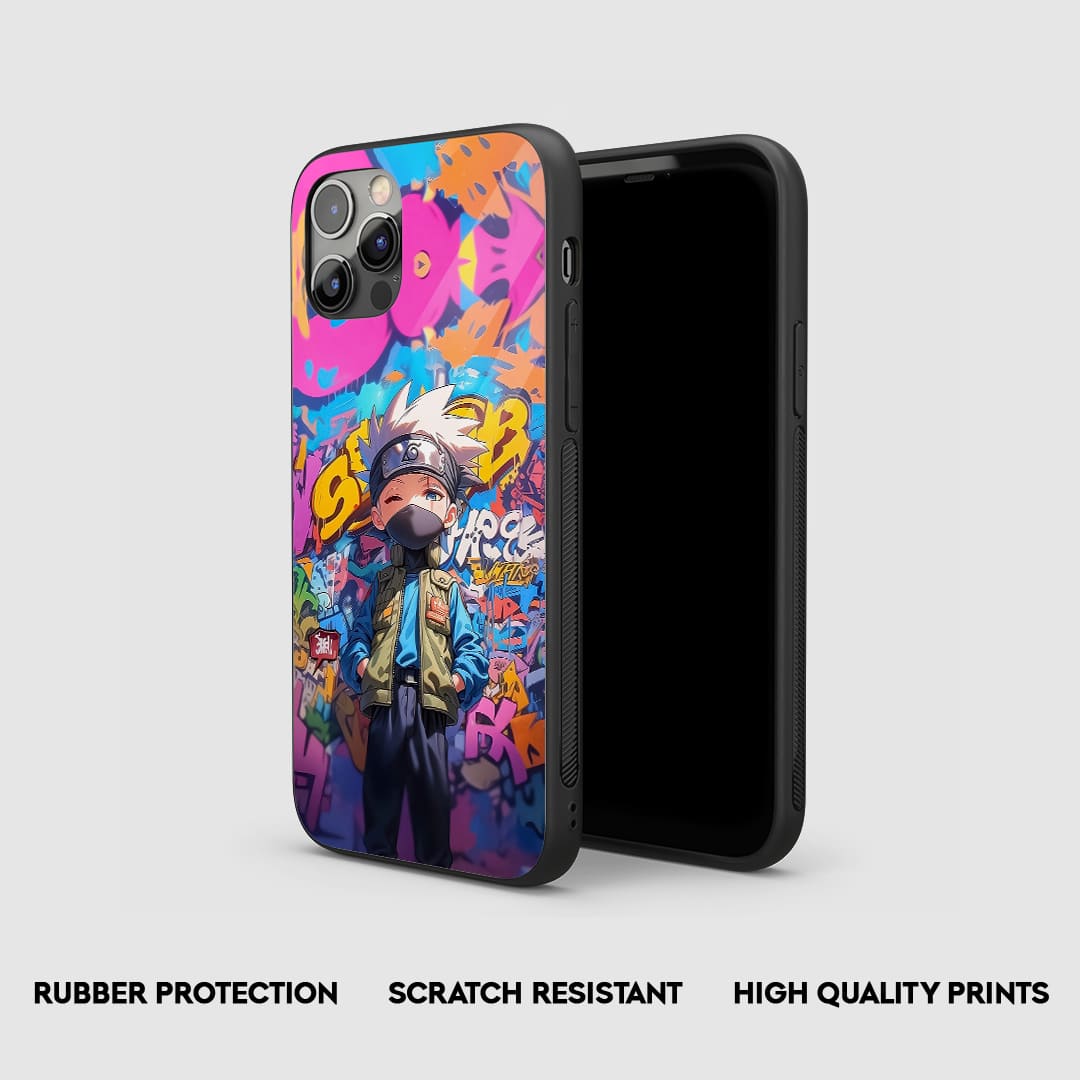 Side view of Kakashi Graffiti Silicone Armored Phone Cover with cutouts for buttons.