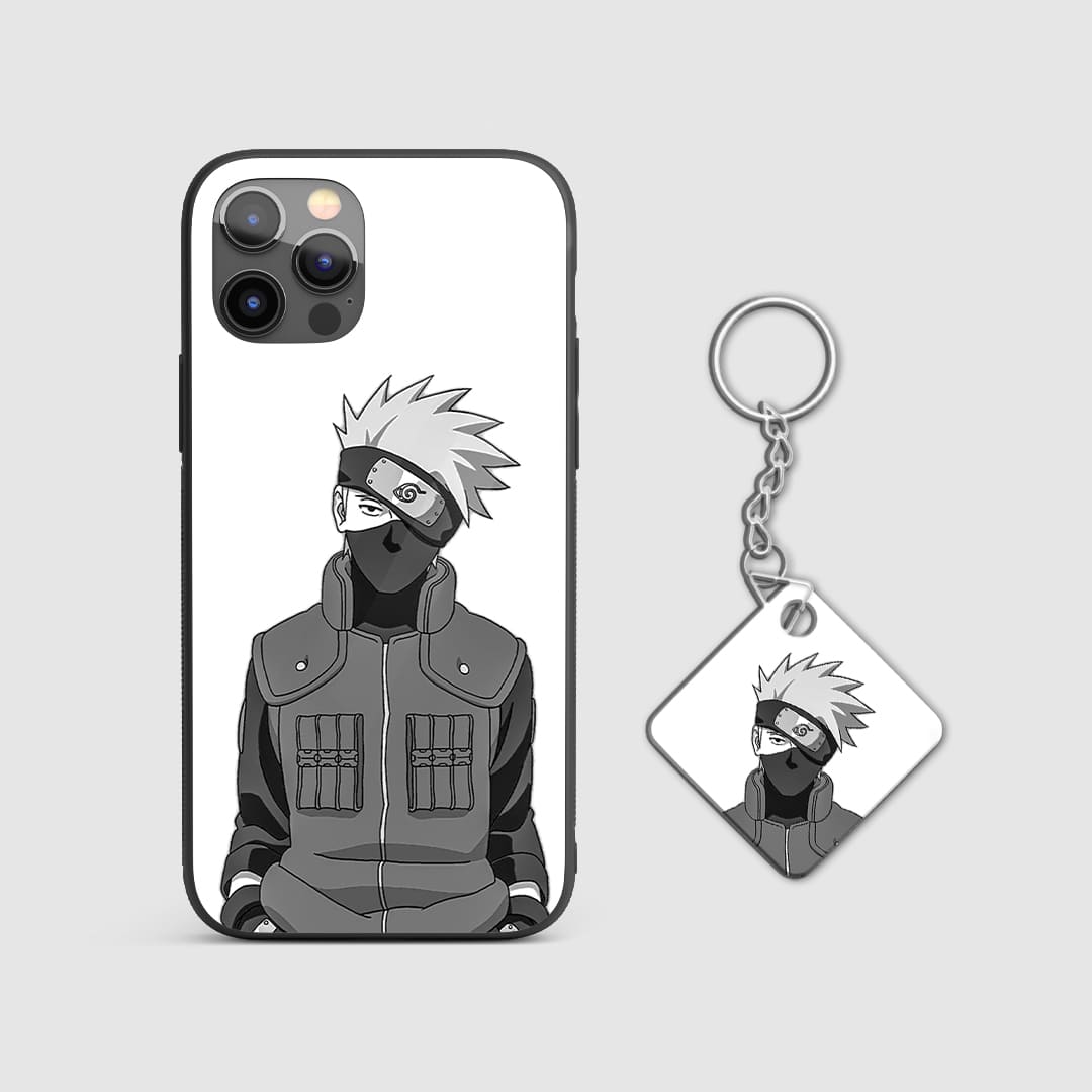 Detail of Kakashi's silhouette on the sleek white armored silicone phone case.