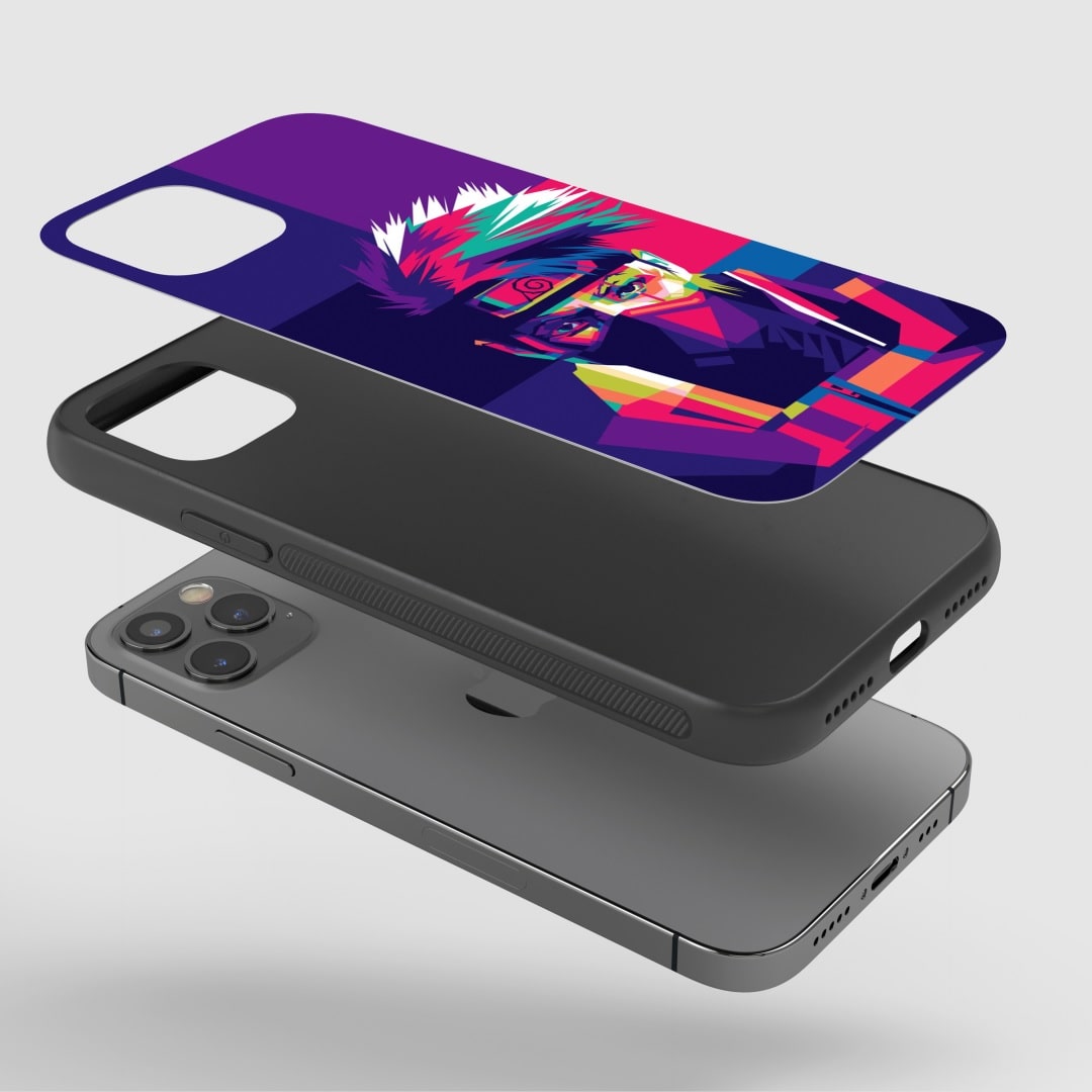 Kakashi Colored Phone Case on a smartphone, showing accessibility to all ports.