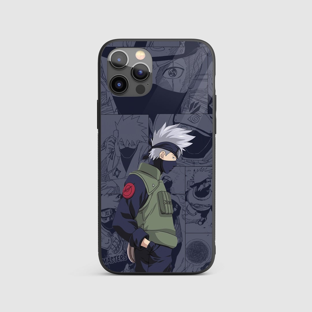 Kakashi Manga Silicone Armored Phone Case featuring black and white manga panels.