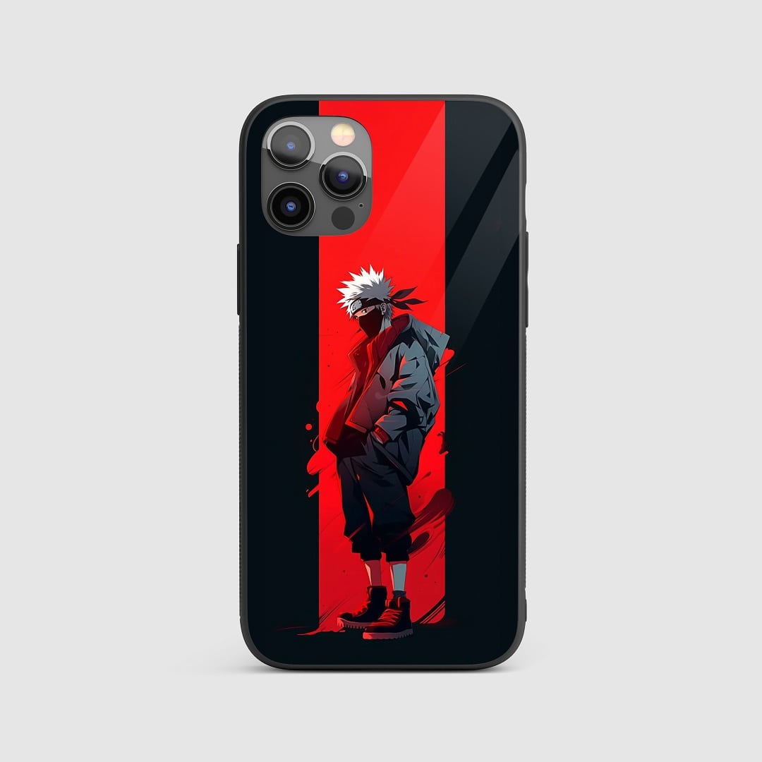 Kakashi Silicone Armored Phone Case with an image of Kakashi Hatake in battle stance.
