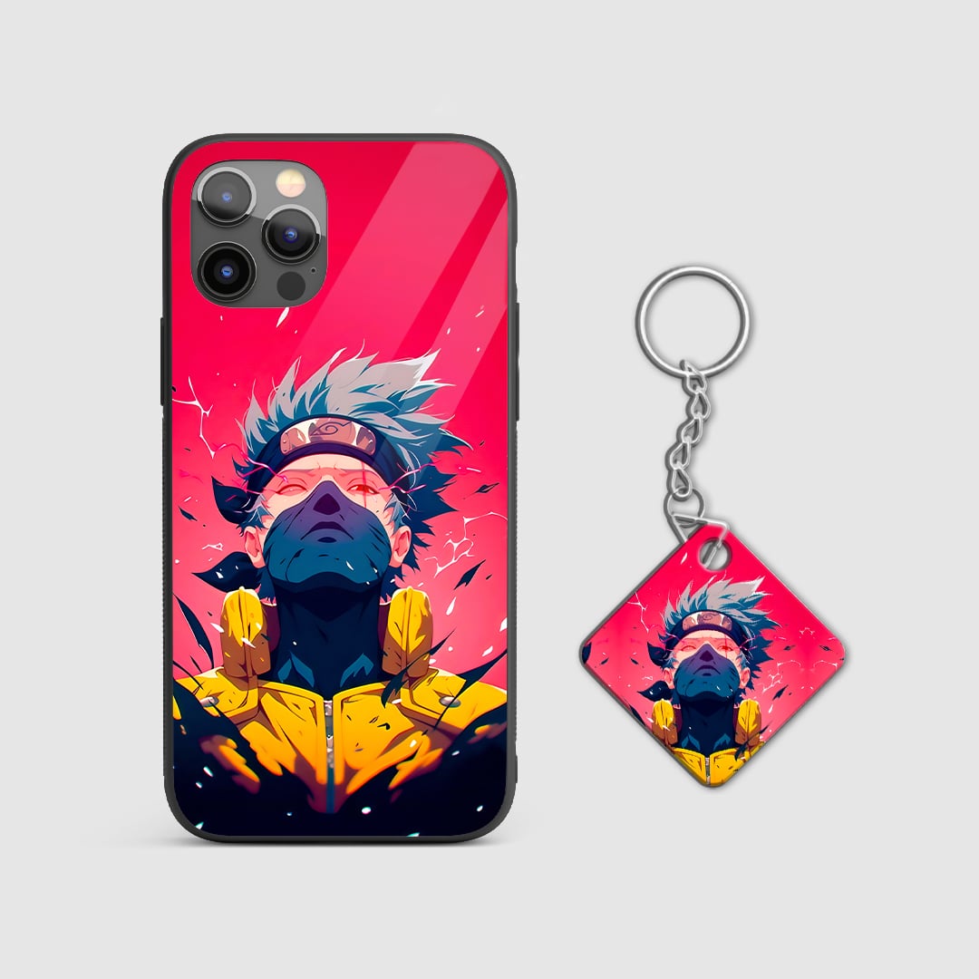 Back view of Kakashi Graphic Case showcasing vibrant Kakashi artwork with Keychain.