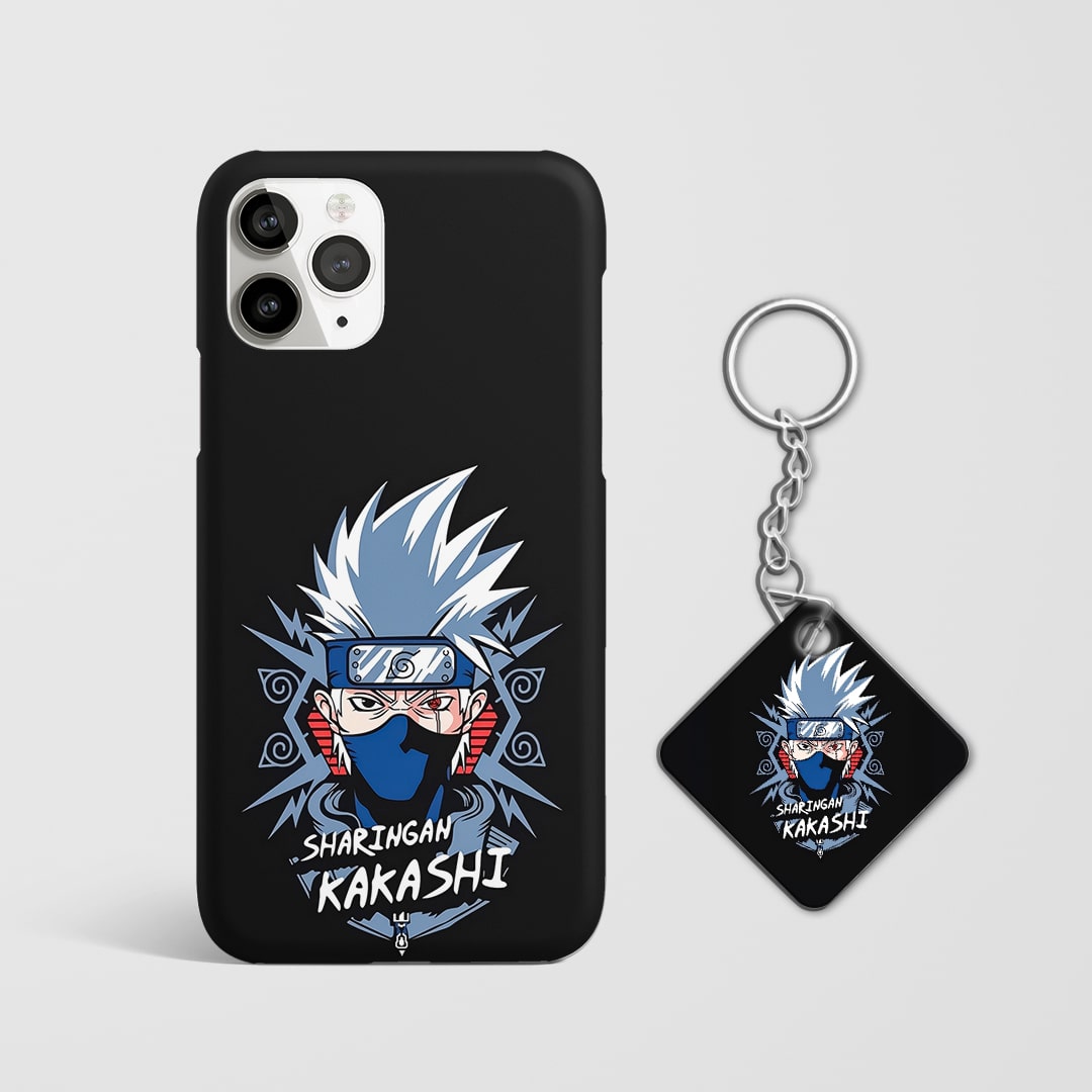 Back view of Kakashi Minimal Phone Cover showing subtle anime design with Keychain.