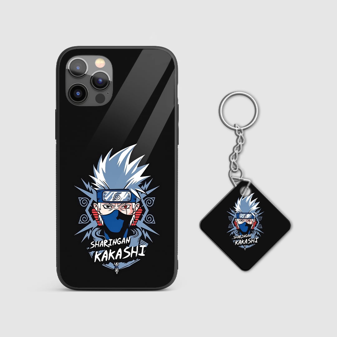 Back view of Kakashi Minimal Case featuring minimal anime artwork with Keychain.