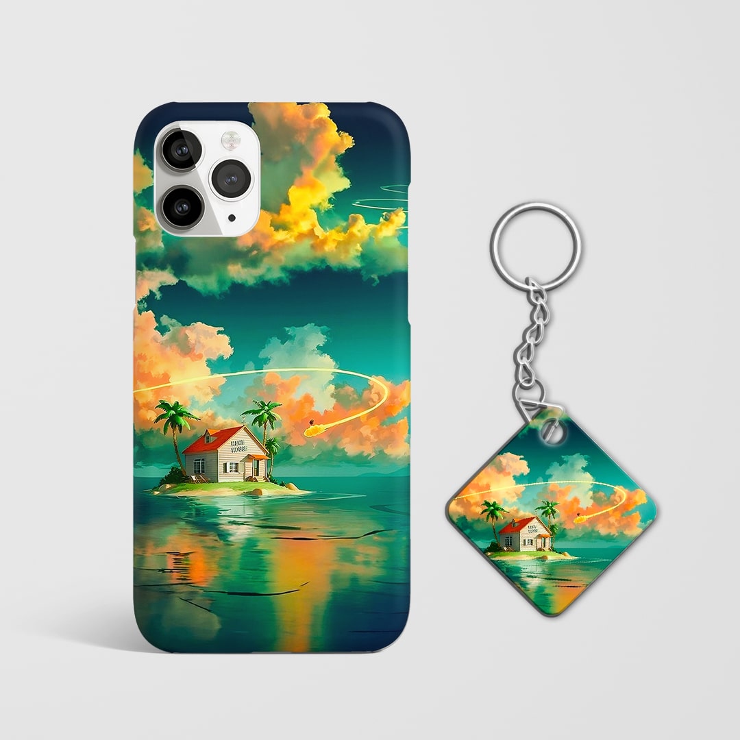 Back view of Kame House Cover featuring classic Dragon Ball island art with Keychain.