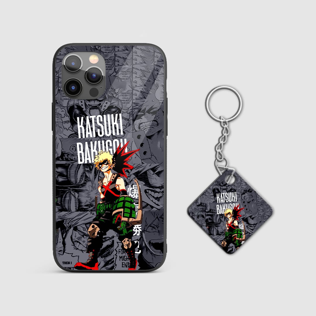 Durable My Hero Academia Bakugo armored phone cover with Keychain