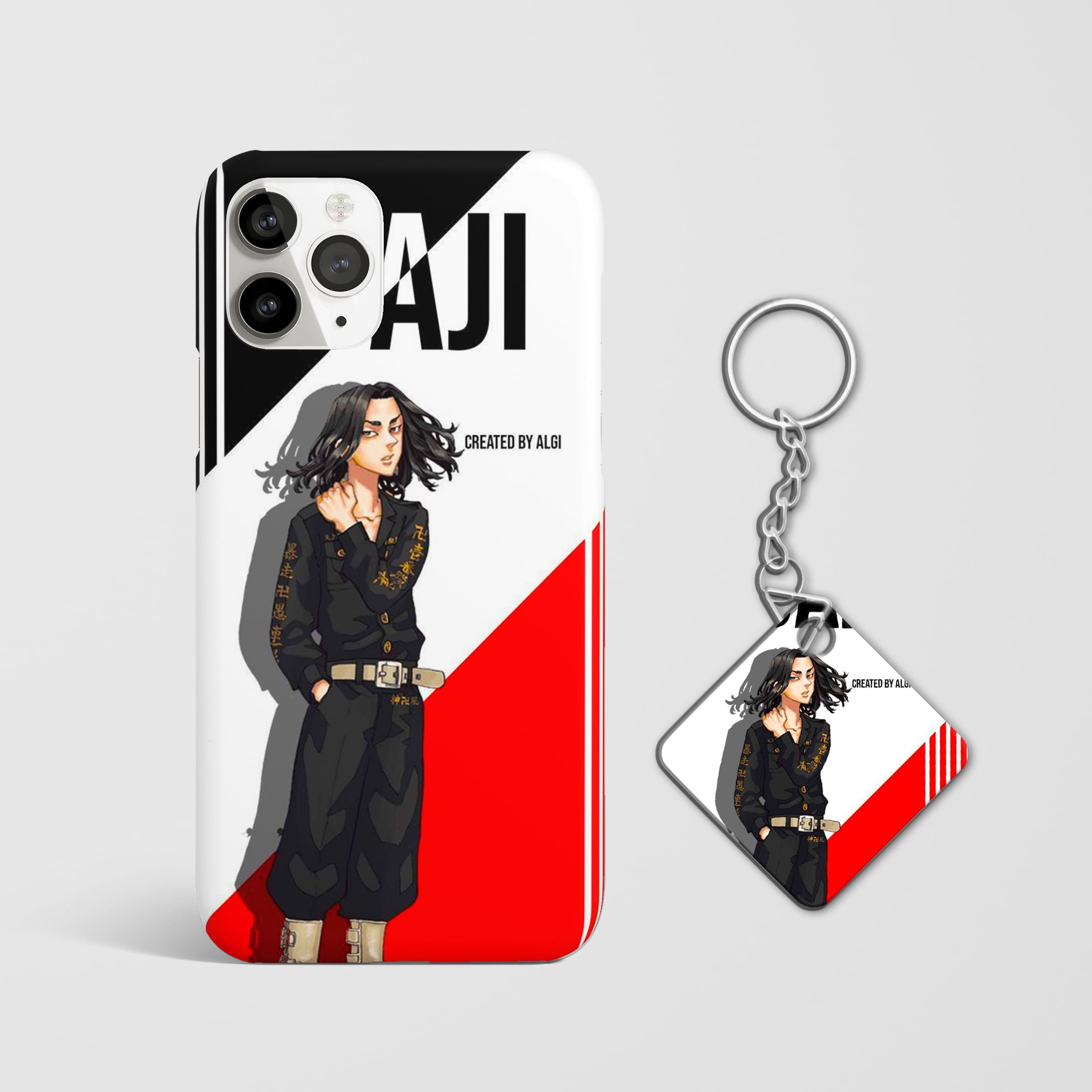 Durable anime phone case featuring Keisuke Baji with Keychain