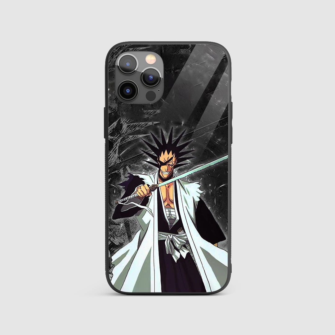 Kenpachi Zaraki Silicone Armored Phone Case featuring striking artwork of Kenpachi Zaraki.
