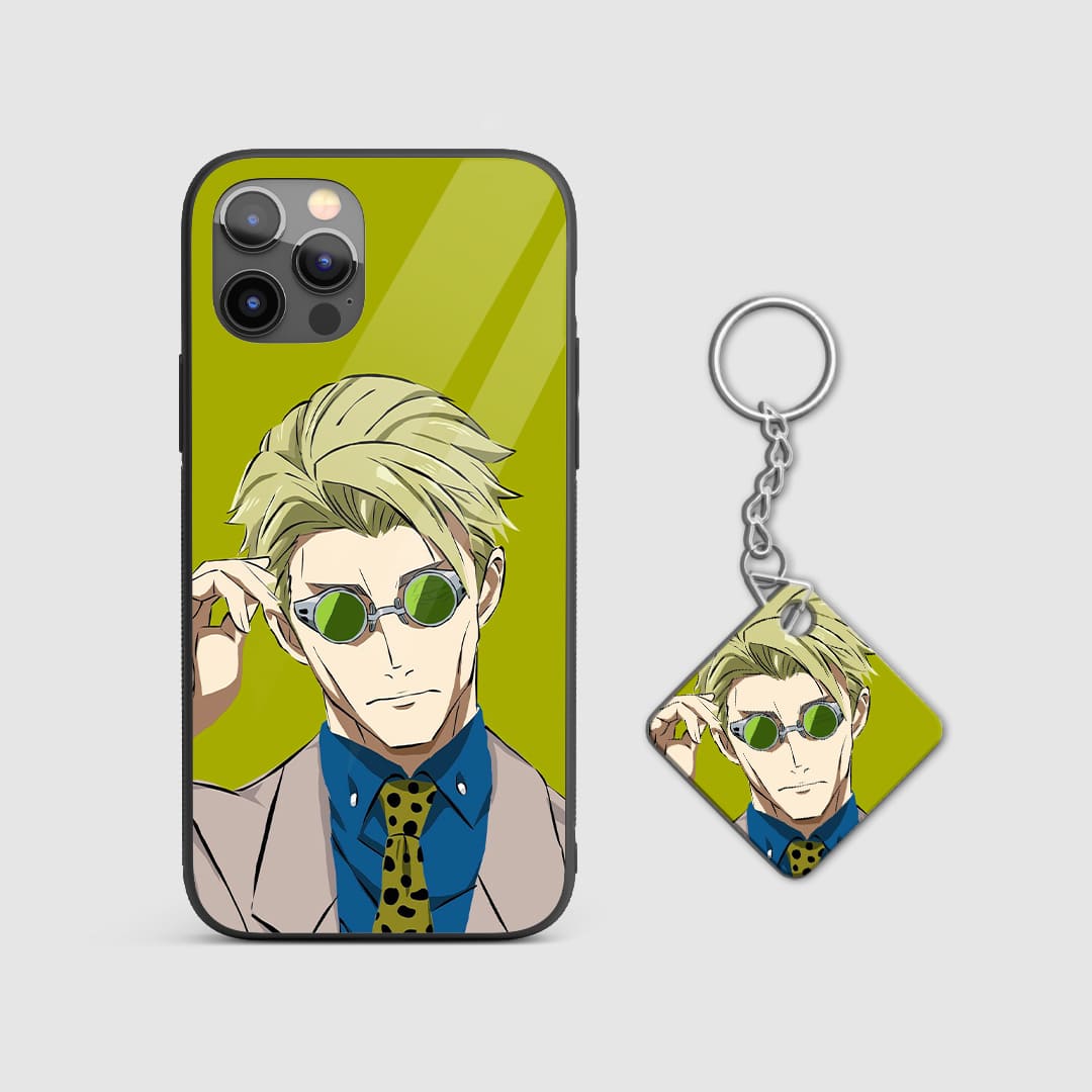 Sophisticated portrayal of Kento Nanami with a calm expression on the silicone armored phone case with Keychain.