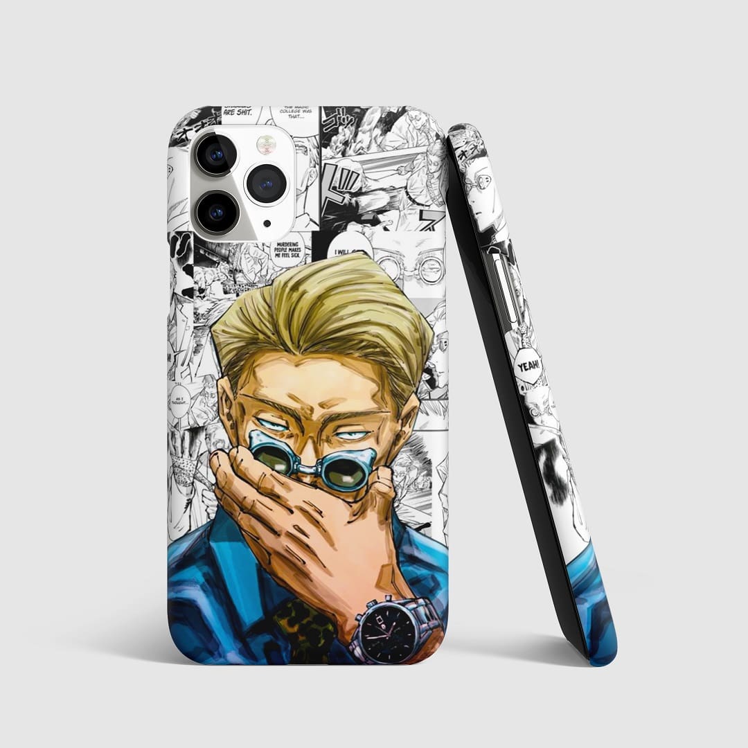 Detailed manga-style artwork of Kento Nanami on phone cover.