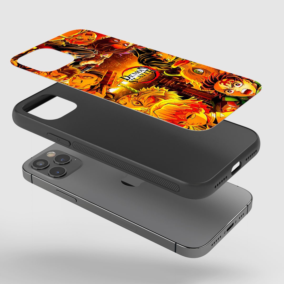 Close-up of durable Kimetsu No Yaiba silicone phone cover
