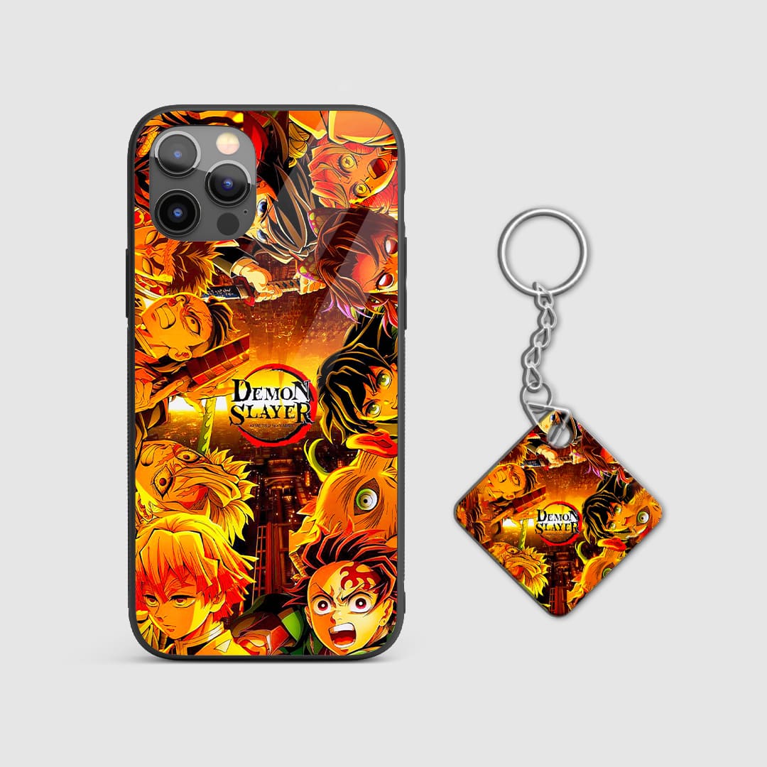 Back design of Kimetsu No Yaiba armored phone case with Keychain