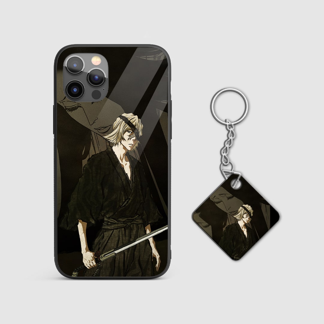 Iconic design of Kisuke Urahara from Bleach on a durable silicone phone case with Keychain.