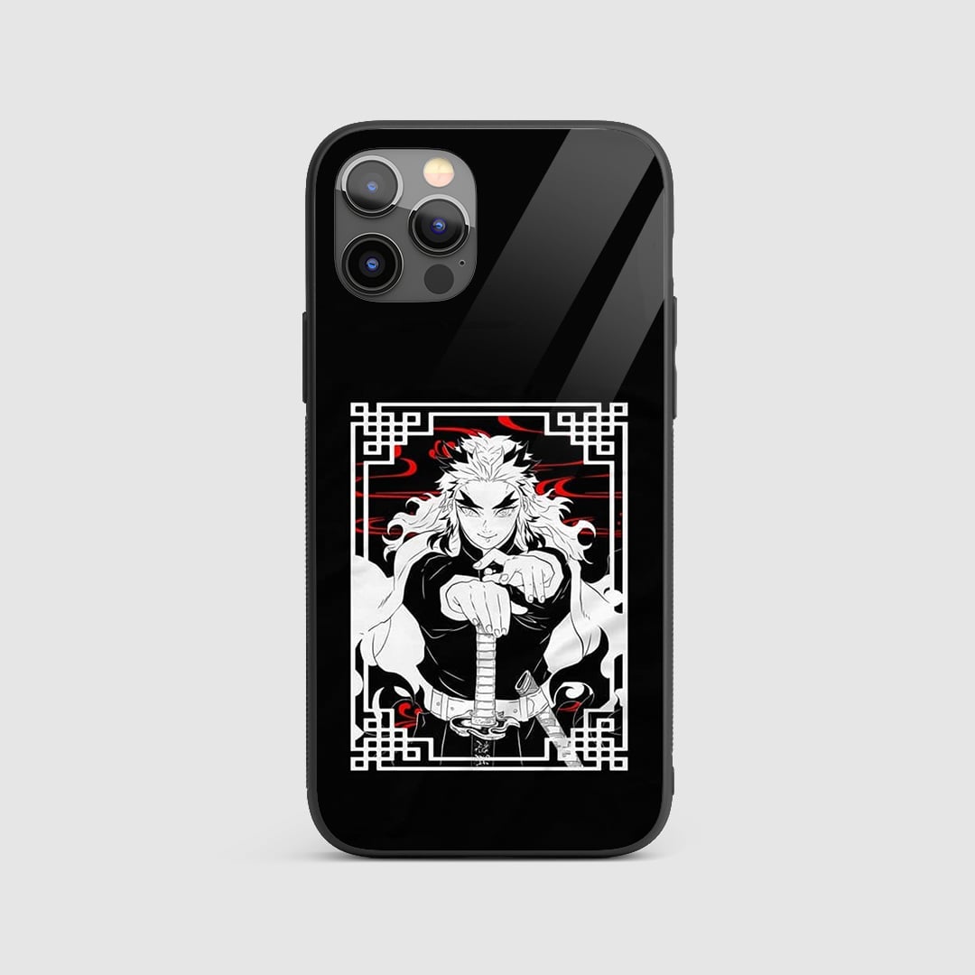 Kyojuro Minimal Silicone Armored Phone Case featuring a minimalist design of Kyojuro Rengoku.