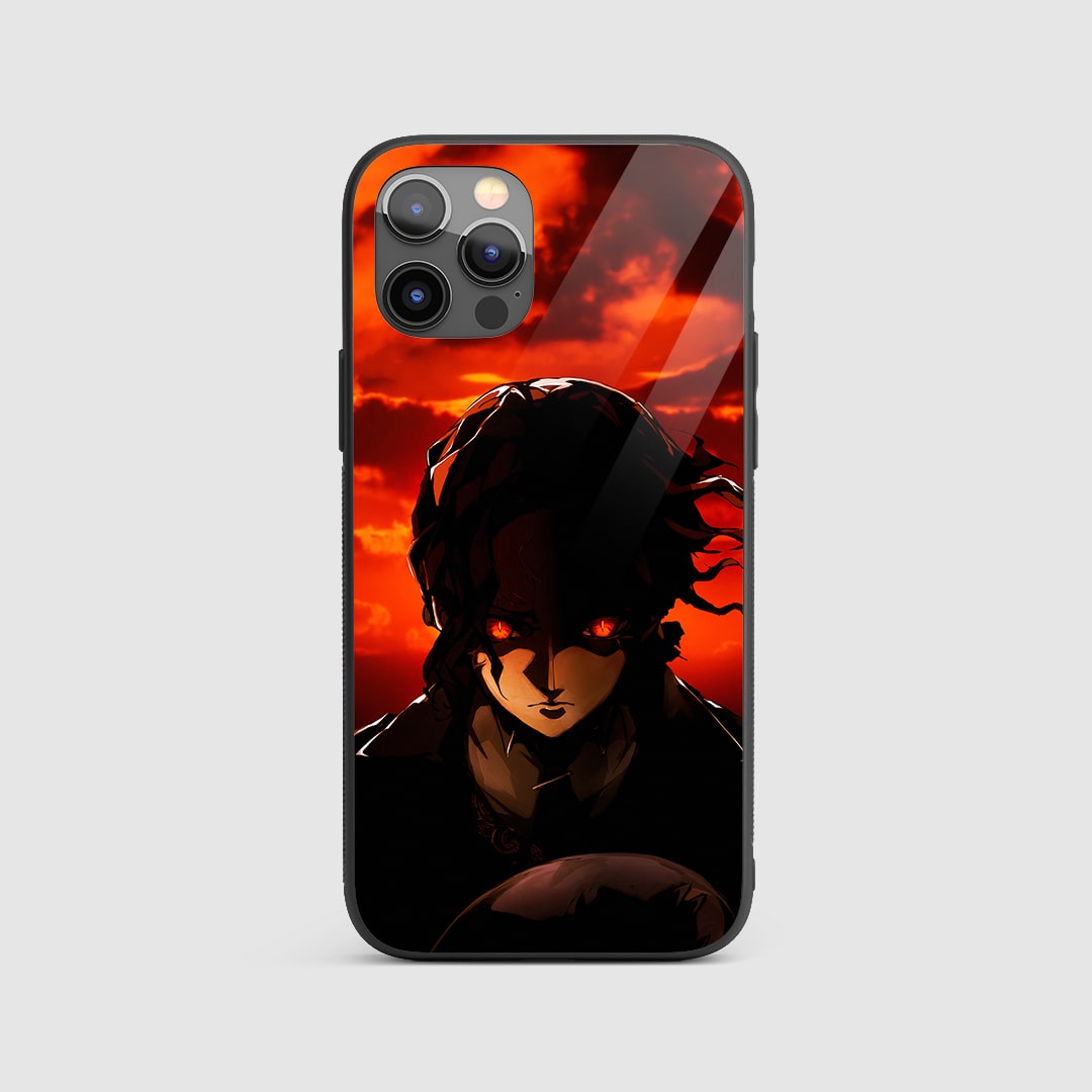 Kyojuro Red Eyes Silicone Armored Phone Case featuring captivating artwork of Kyojuro Rengoku.