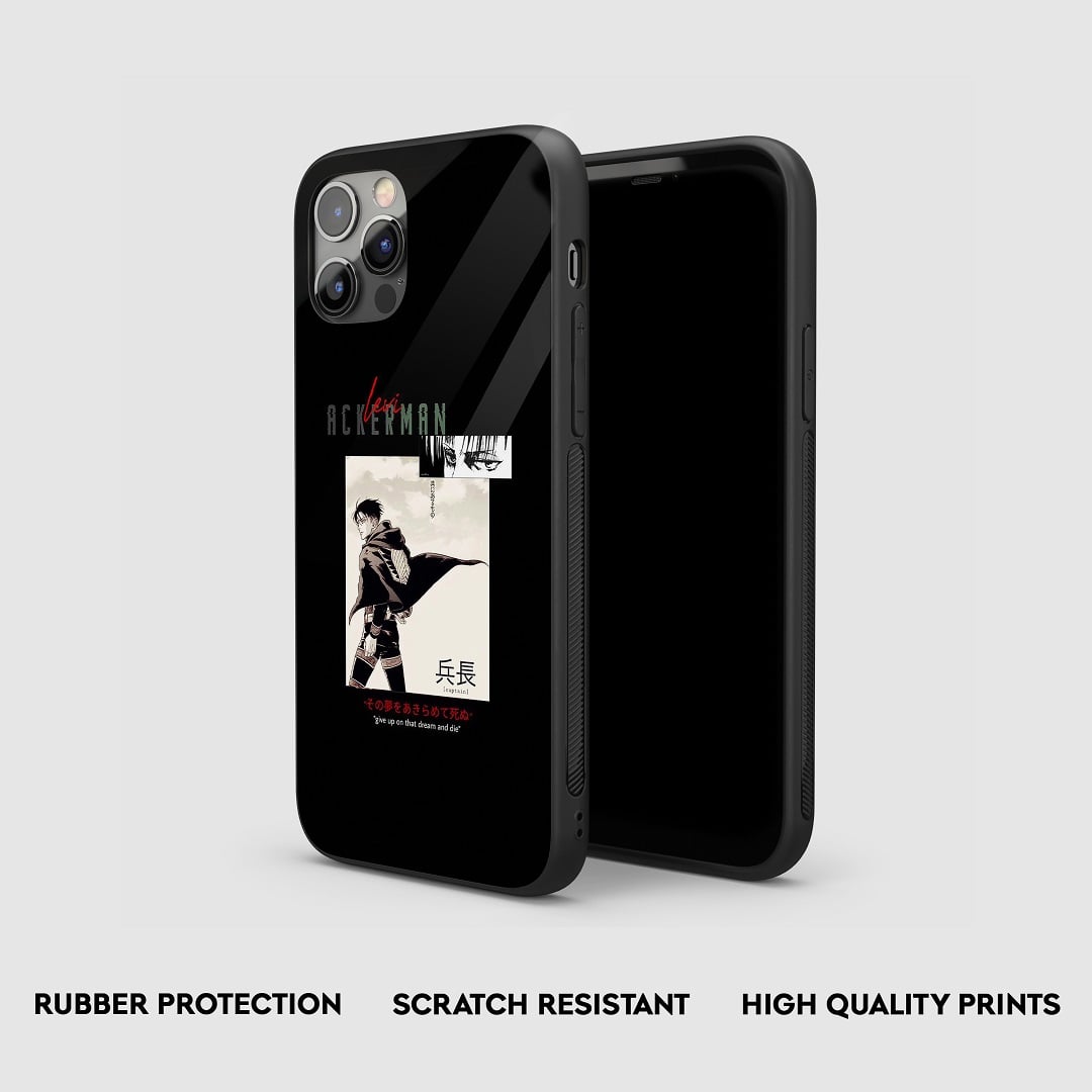 Side view of the Levi Ackerman Graphic Armored Phone Case, highlighting its thick, protective silicone material.