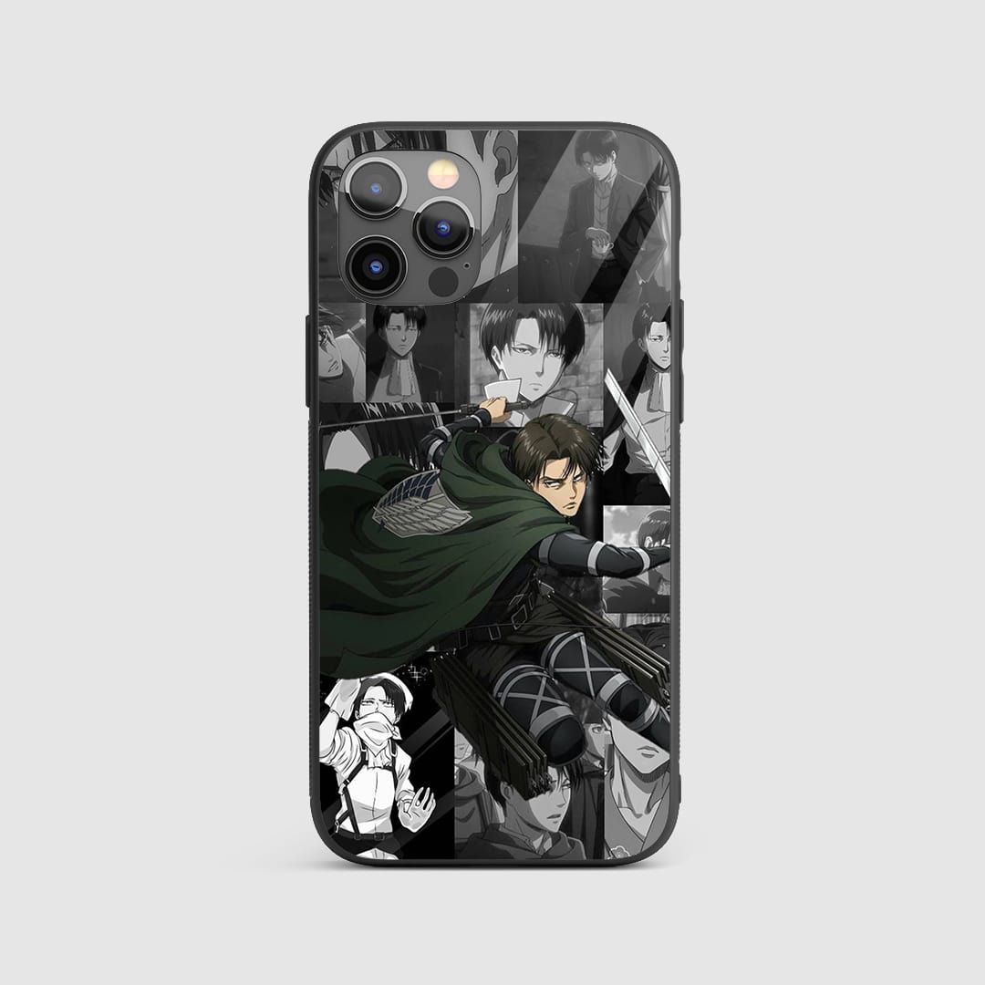 Levi Scout Regiment Silicone Armored Phone Case featuring Levi Ackerman in Scout Regiment attire.