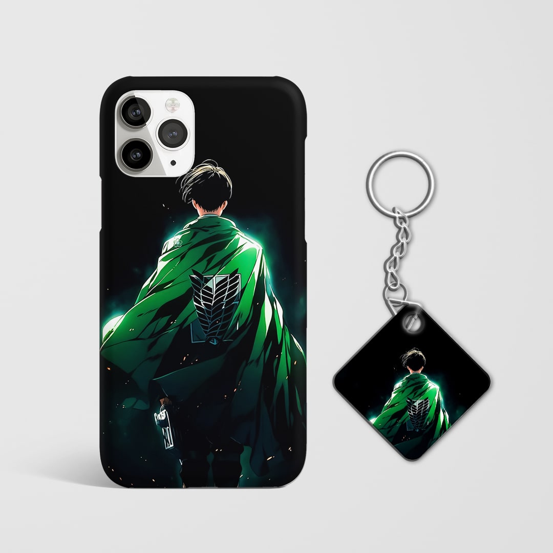 Back view showing Levi in iconic green cloak from AOT with Keychain.