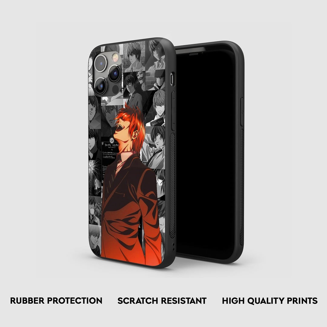 Side view of the Light Yagami Collage Armored Phone Case, highlighting its thick, protective silicone material.