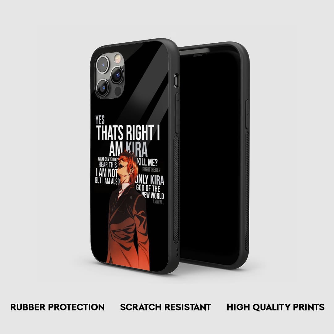 Side view of the Light Yagami God Kira Armored Phone Case, highlighting its thick, protective silicone material.