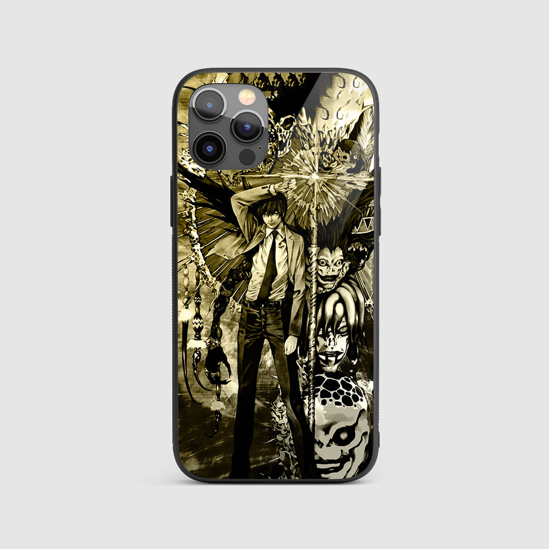 Light & Shinigami Silicone Armored Phone Case featuring Light Yagami and a Shinigami.