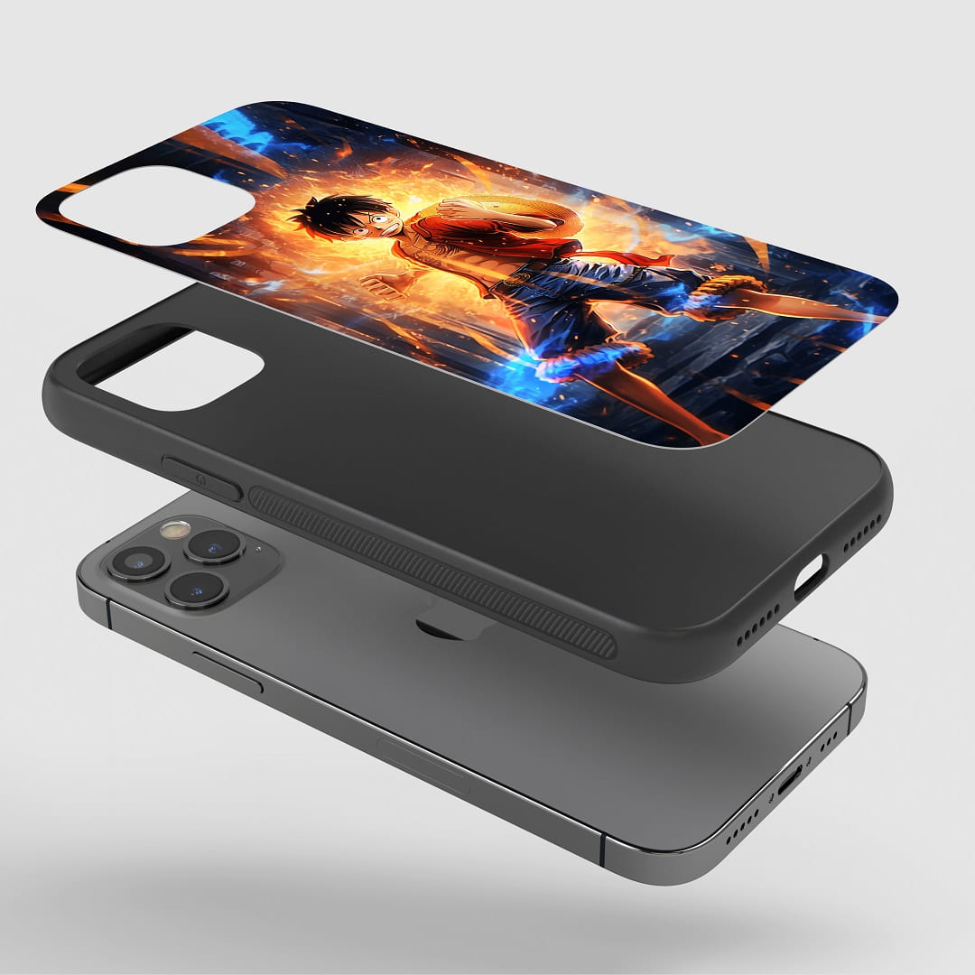 Luffy Aesthetic Phone Case on a smartphone, demonstrating ease of access to buttons and ports.